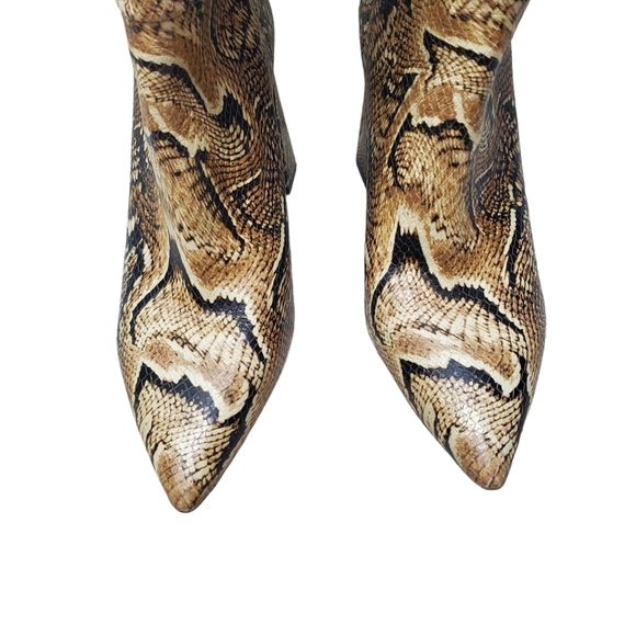 "Ambie" Snake Slouch Calf Boot NWOT Size 9 Block Heel Point Toe Leather - Picture 5 of 12